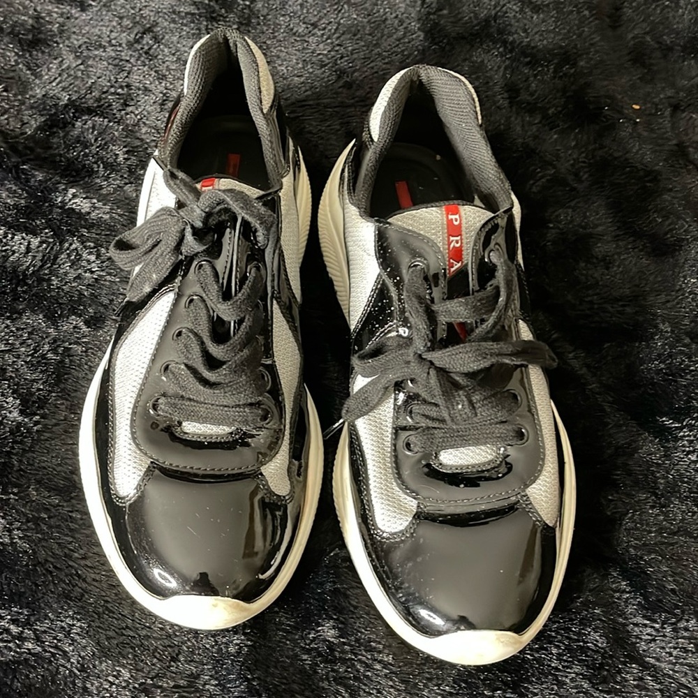 Prada Men’s 7 Sneakers America’s Cup Lace Up Excellent Condition Patent leather